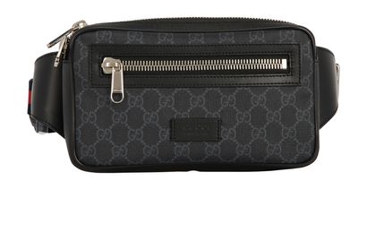 GG Supreme Waist Bag, &pound;495, Handbags, Black, Coated Canvas/Leather, Front view